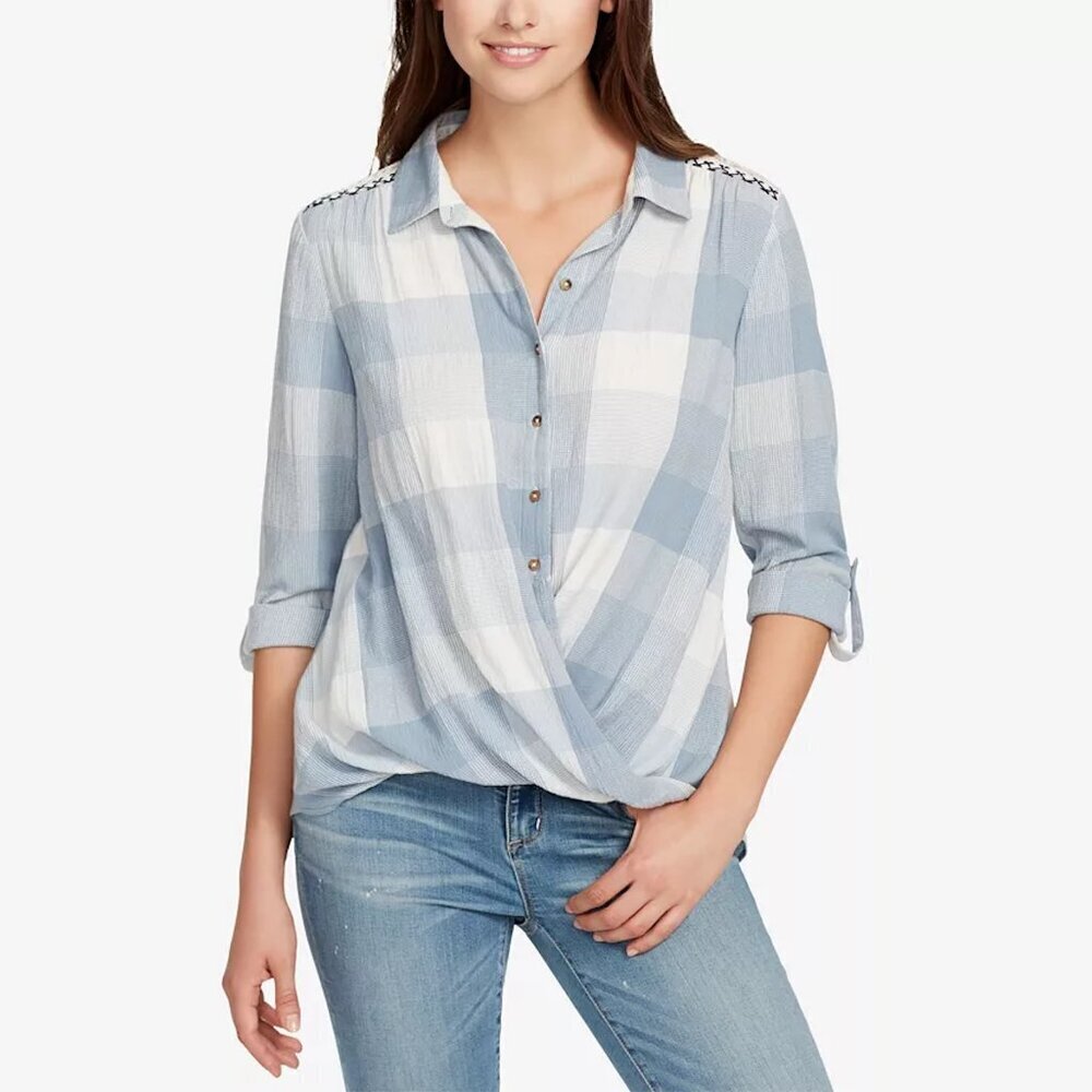 Vintage America Kenzi Checkered Cross-Front Top Size 2X